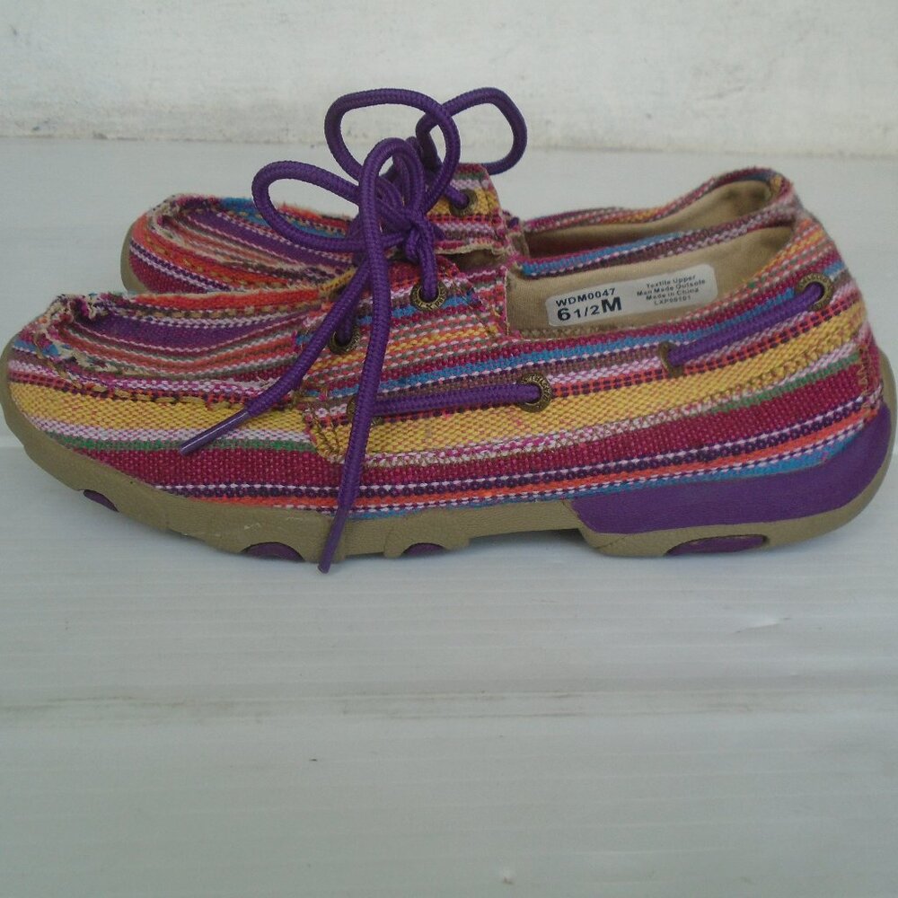 Twisted X Boots Womens Mocassin Shoes Size 6.5M Multicolor Stripes WDM0047